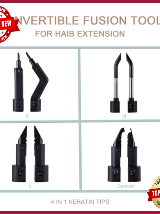 Professional 4-in-1 Keratin Hair Extension Kit with Fusion Heat Tool